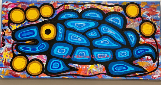 Debwewin Truth (Turtle) Native Art Original Acrylic Painting- Artist Rufus Moonias Quisses
