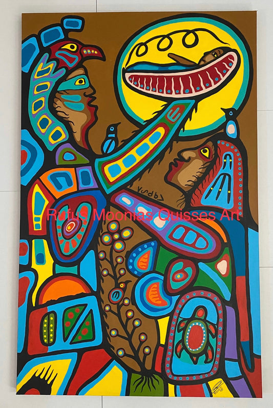 Celebrating The Birth Of New Born Original Native Art Painting - Rufus Moonias Quisses Art