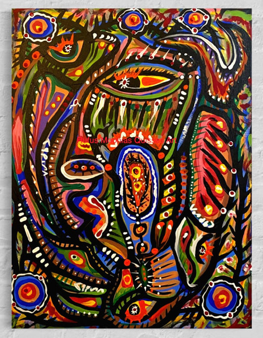 Different Perspective Original Native Art Painting - Rufus Moonias Quisses Art